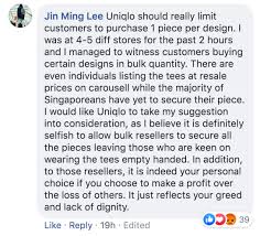 angry pers vented their frustration over uniqlo s lack of purchase limits on its facebook page