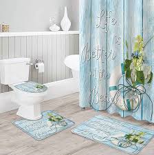 4 pieces shower curtain sets with rugs