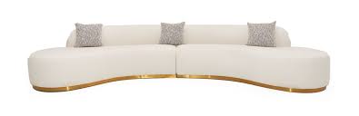 Glam White Fabric Curved Sectional Sofa