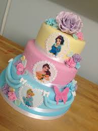 3 Tier Pastel Princess Cake With Handmade Rose Disney