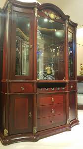 lighted courier china cabinet with wine