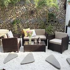 Get Brown Rattan K D Sofa Set For Small