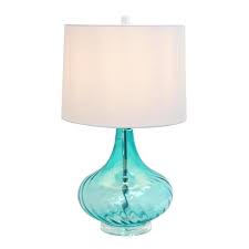 light blue glass table lamp