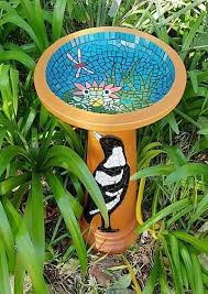 Magpie Birdbath Mosaic Art Mosaic