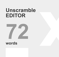 The main purpose of the program is to aid in games such as scrabble, words with friends, etc. á… Unscramble Editor 72 Words Unscrambled From Letters Editor