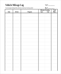 Sample Mileage Log Form 7 Examples In Pdf