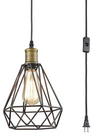 Farmhouse Plug In Pendant Light With On Off Switch Wire Caged Hanging Pendant Industrial Pendant Lighting By Claxy