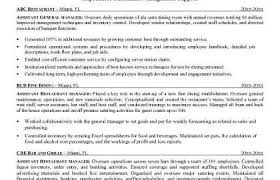 Restaurant Assistant Manager Resume And Restaurant Manager