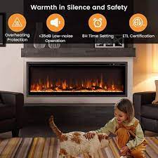 Costway 50 Electric Fireplace Recessed Wall Mounted Freestanding With Remote Control