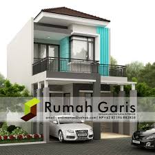 Rumah Minimalis Modern Lantai 2 Tampak Depan Huniankini