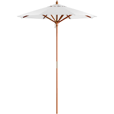 White Pulley Lift Wood Umbrella