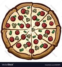 large deluxe pizza pie cartoon royalty
