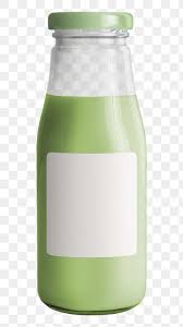 fresh milk green tea in a glass bottle