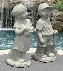 Boy And Girl Set Of 2 Garden Statues