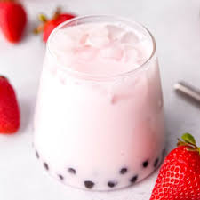 easy strawberry milk tea with chewy