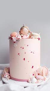 Cute Girly Cake Baby Cake Celebration Desserts First Birthday Cakes gambar png