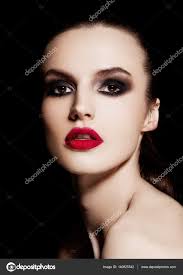 beauty smokey eyes red lips makeup