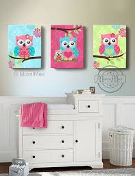 Owl Art Girls Nursery Decor Wall Art