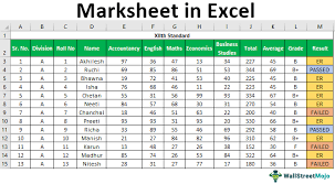 marksheet in excel how to make