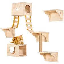 tinton life 9pcs wall wood cat climber