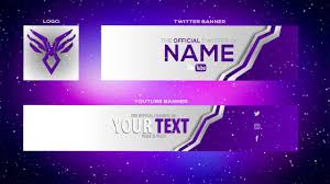 In today's social media tutorial, i show you how to make a twitter header by repurposing free customizable templates which you can personalize for your own. Cool Purple Youtube Banner Template Banner Twitter Header And Logo Psd Youtube