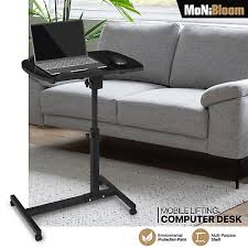 Monibloom Mobile Standing Desk Tilting Portable Height Adjustable Sit Stand Work Table Overbed Laptop Table Computer Cart With Wheels For Bed