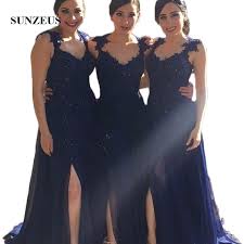 No need to add an extra something blue when your maids are wearing it for. Navy Blue Chiffon Bridesmaid Dresses Plus Size Arabic Appliques Beaded Side Slit Party Dresses Long Vestido Madrinha Casamento Navy Blue Bridesmaid Dresses Blue Bridesmaid Dressbridesmaid Dresses Aliexpress