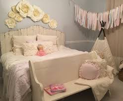 girls room decor with paper flowers