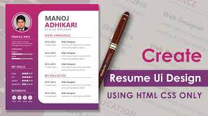 a resume design using html css