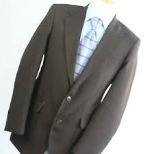 Details About Haggar Mens Brown Suit Jacket 36 Regular Wool Blend Plain