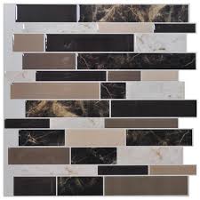 Decorative peel n' stick backsplash tiles instantly give your kitchen an expensive looking makeover at a mere fraction of the cost, and can be done without assistance! Art3d 12 In X 12 In Peel And Stick Vinyl Backsplash Tile In Marble Stone Design 6 Tiles A17024p6 The Home Depot