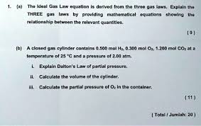 Solved A The Ideal Gas Law Equation