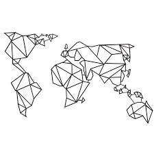 world map geometric metal wall décor