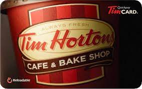 2x 25 tim hortons gift cards