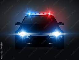 police car light siren in night front