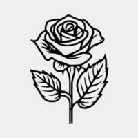 rose black and white vector art icons