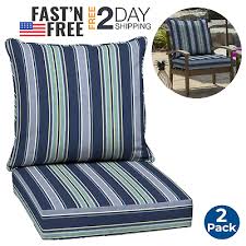 Blue Patio Chair 2 Piece Seat Cushion