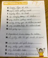 p7h children in need acrostic poems