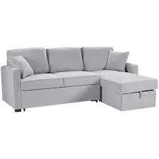hand storage chaise sofa bed grey