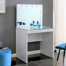 Glass Hollywood Vanity Desk And Mirror