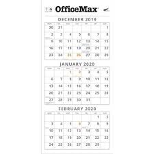Officemax Wall Calendar 3 Months Per Page 290x620mm 2020