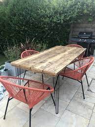 Garden Table Rustic With Hairpin Legs
