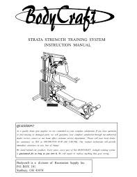 Strata Strength Training System Instruction Manual Bodycraft