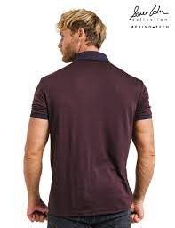 Burgundy Wine 100% Merino Wool Slim Fit Mens Polo Shirts Short Sleeve