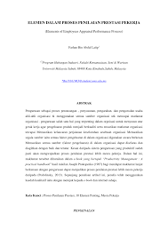 Pihak penilai tidak merasa memiliki. Pdf Elemen Dalam Proses Penilaian Prestasi Pekerja Elements Of Employees Appraisal Performance Process