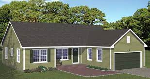 L Shaped Ranch Home Plan With Front