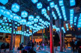 Up In Lights Colorful Lanterns Shine Over Winter Garden