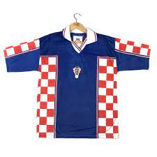 Croatia away football shirt 1998. Vintage Croatia Football Shirt Blue L Tmc Vintage