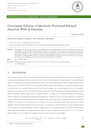 Pdf Converging Solution Of Quadratic Fractional Integral