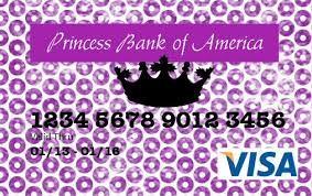 Also paypal's debit card is free and you can now electronically deposit a check there as well as direct deposit to the account this does help kids learn about using credit cards. Princess Debit Card For Mini Shoppers The Benson Street Printable Cards Visa Gift Card Free Credit Card